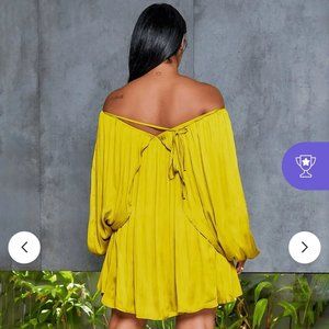 Satin Yellow/Gold short  dress